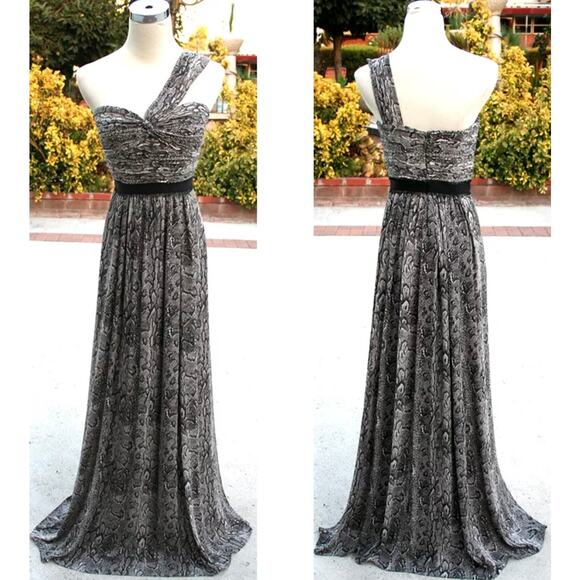 BCBG MAX AZRIA $418 Mstymrngco Jamille Formal Party Gown Size 2 Snakeskin Maxi - Picture 1 of 2